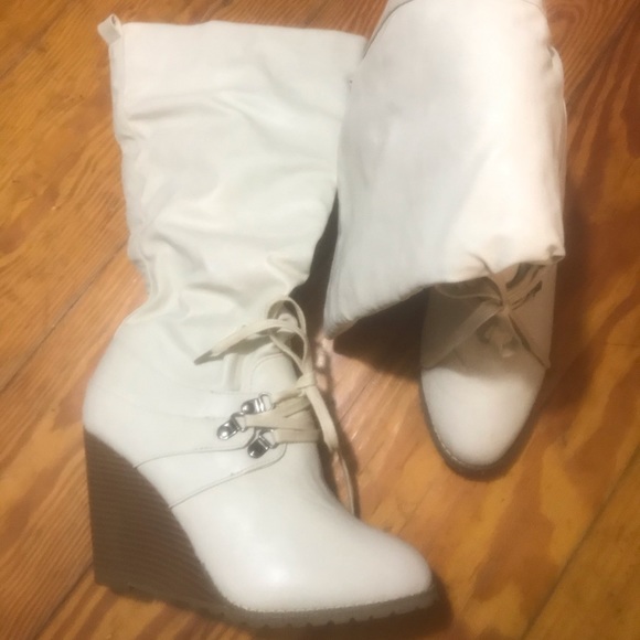 Liliana off white wedge heel boots - Picture 3 of 10